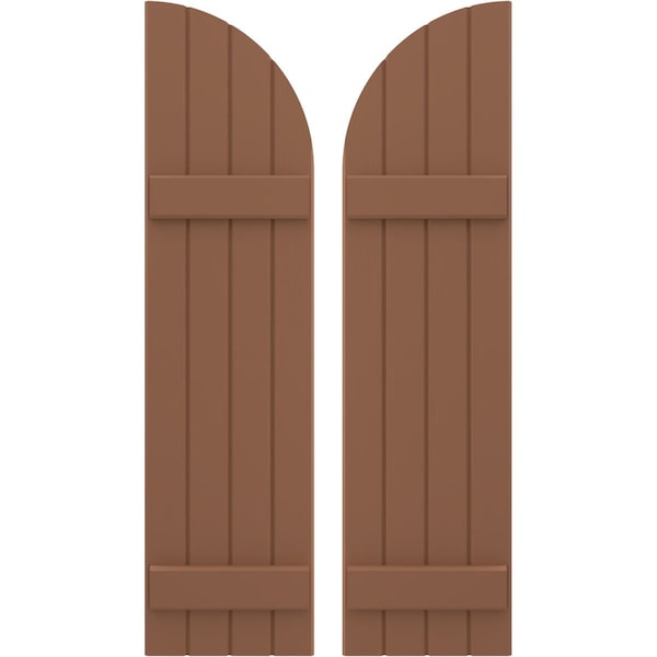 Ekena Millwork Americraft 4-Board (2 Batten) Wood Joined Board-n-Batten Shutters w/ Arch Top, ARW101BQ414X77BTH, PR ARW101BQ414X77BTH - main